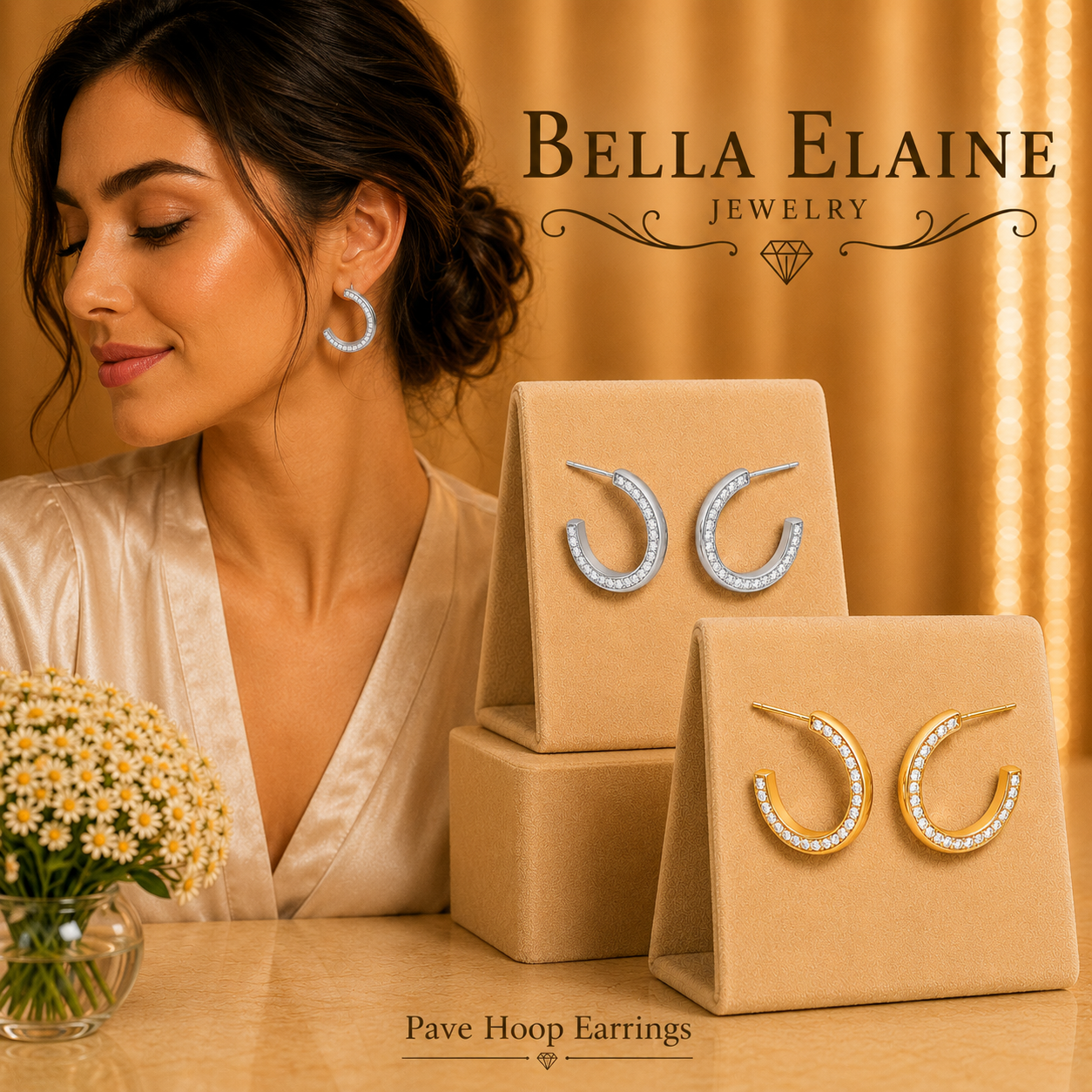 Pave Hoop Earrings