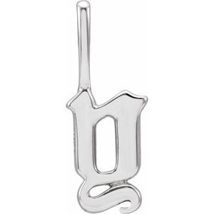 14K White Gold Gothic Initial Y Charm/Pendant