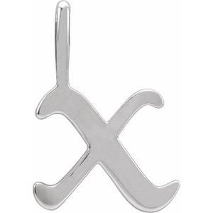14K White Gold Gothic Initial X Charm/Pendant