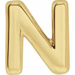 14K Yellow Gold Block Initial N Slide Pendant