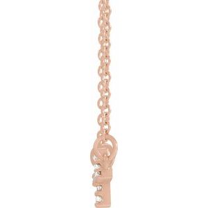 14K Rose Gold .05 CTW Natural Diamond Sideways Cross 16-18" Necklace
