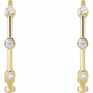 14K Yellow Gold 5/8 CTW Natural Diamond Bezel-Set Hoop Earrings