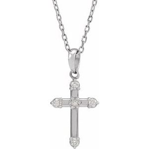 Platinum .07 CTW Natural Diamond Cross 16-18" Necklace