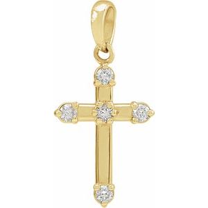 14K Yellow Gold .07 CTW Natural Diamond Cross Pendant