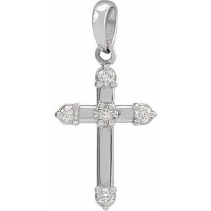 Sterling Silver .07 CTW Natural Diamond Cross Pendant
