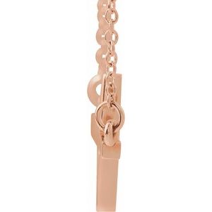 14K Rose Gold 22x11.5 mm Sideways Cross 16-18" Necklace