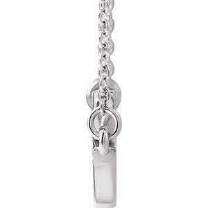 14K White Gold 17x9 mm Sideways Cross 16-18" Necklace
