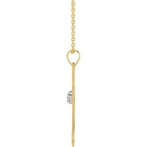14K Yellow Gold .03 CT Natural Diamond Cross 18" Necklace