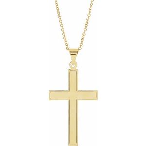 14K Yellow Gold 36.8x18 mm Cross 18" Necklace
