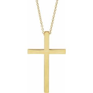14K Yellow Gold 29.5x18.2 mm Cross 18" Necklace