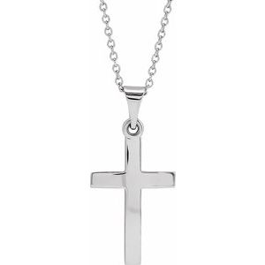 14K White Gold Cross 18" Necklace