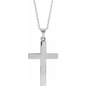 14K White Gold Cross 18" Necklace