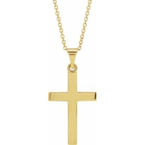14K Yellow Gold Cross 18" Necklace
