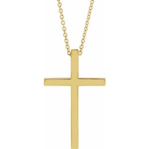 14K Yellow Gold 25.7x15.7 mm Cross 18" Necklace