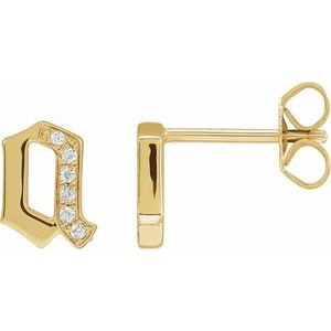 14K Yellow Gold .03 CTW Natural Diamond Gothic Initial A Earring
