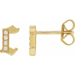 14K Yellow Gold .03 CTW Natural Diamond Gothic Initial C Earring