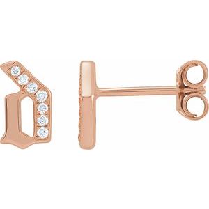 14K Rose Gold .03 CTW Natural Diamond Gothic Initial D Earring