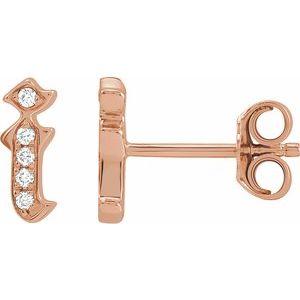 14K Rose Gold .02 CTW Natural Diamond Gothic Initial I Earring