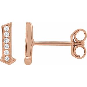 14K Rose Gold .03 CTW Natural Diamond Gothic Initial L Earring