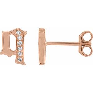 14K Rose Gold .03 CTW Natural Diamond Gothic Initial Q Earring