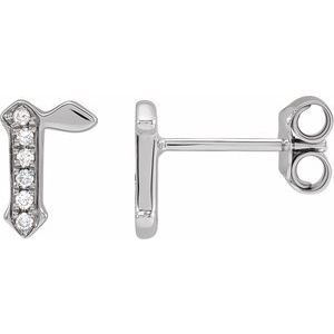 14K White Gold .03 CTW Natural Diamond Gothic Initial R Earring