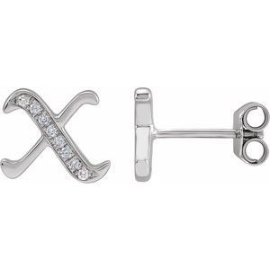 14K White Gold .04 CTW Natural Diamond Gothic Initial X Earring