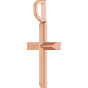 14K Rose Gold Knife-Edge Cross Charm/Pendant