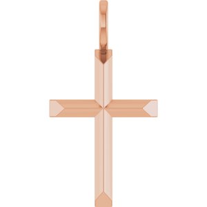14K Rose Gold Knife-Edge Cross Charm/Pendant
