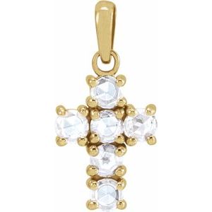 14K Yellow Gold 1/4 CTW Rose-Cut Natural Diamond Cross Pendant