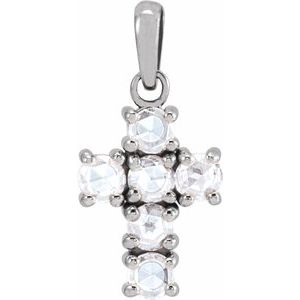 Sterling Silver 1/4 CTW Rose-Cut Natural Diamond Cross Pendant