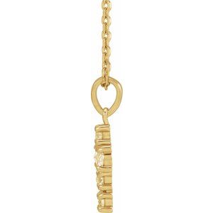 14K Rose Gold 1/4 CTW Rose-Cut Natural Diamond Cross 16-18" Necklace