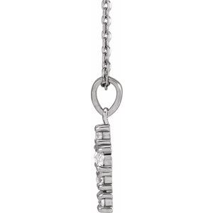 14K White Gold 1/4 CTW Rose-Cut Natural Diamond Cross 16-18" Necklace