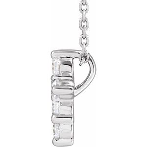 14K White Gold 1/4 CTW Lab-Grown Diamond Cross 18" Necklace