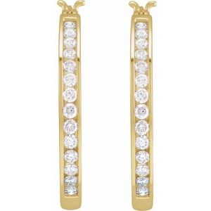 14K Yellow Gold 1/2 CTW Natural Diamond Hoop Earrings