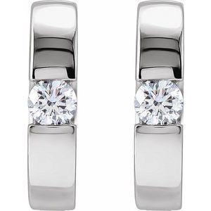 Platinum 1/3 CTW Natural Diamond 15 mm Hinged Huggie Hoop Earrings