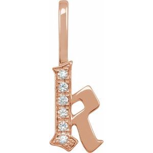 14K Rose Gold .045 CTW Natural Diamond Gothic Initial K Charm/Pendant