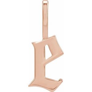 14K Rose Gold Gothic Initial E Charm/Pendant