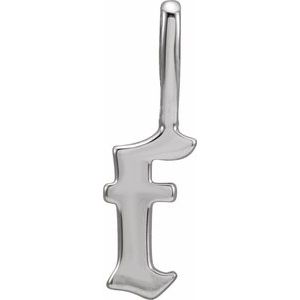 14K White Gold Gothic Initial F Charm/Pendant