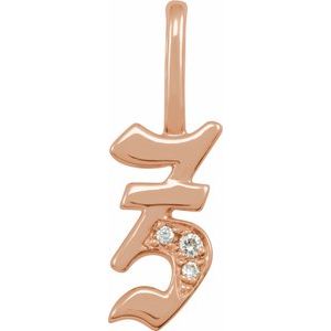 14K Rose Gold .025 CTW Natural Diamond Gothic Initial Z Charm/Pendant