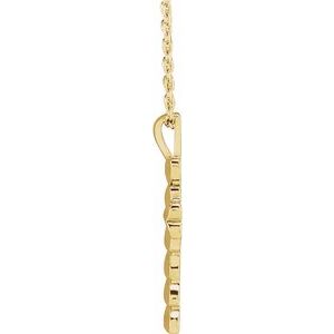 14K Yellow Gold Heart Cross 16-18" Necklace
