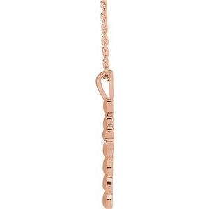 14K Rose Gold Heart Cross 16-18" Necklace