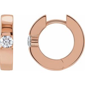 14K Rose Gold 1/4 CTW Lab-Grown Diamond Hinged Huggie Earrings