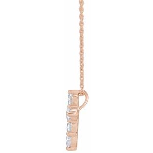 14K Rose Gold 1 CTW Lab-Grown Diamond Cross 18" Necklace