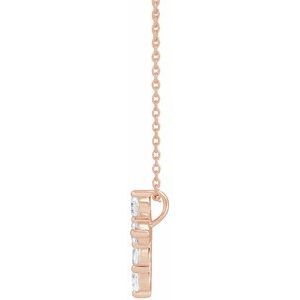 14K Rose Gold 3/4 CTW Lab-Grown Diamond Cross 18" Necklace