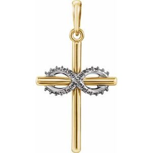 14K Yellow/White Gold Infinity-Inspired Cross Pendant Mounting