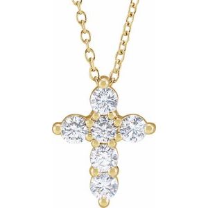 14K Yellow Gold 1/2 CTW Lab-Grown Diamond Cross 18" Necklace