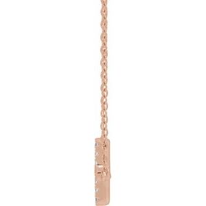 14K Rose Gold 1/6 CTW Lab-Grown Diamond Sideways Cross 16-18" Necklace