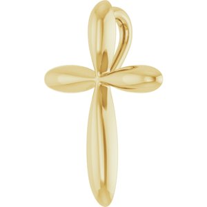 14K Yellow Gold 17x13 mm Cross 16-18" Necklace