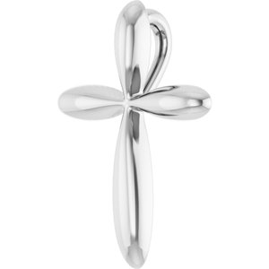 14K White Gold 17x13 mm Cross 16-18" Necklace