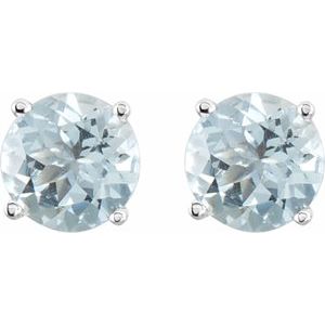 Platinum 6 mm Natural Aquamarine Earrings